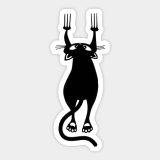 Black cat scratching wall Sticker